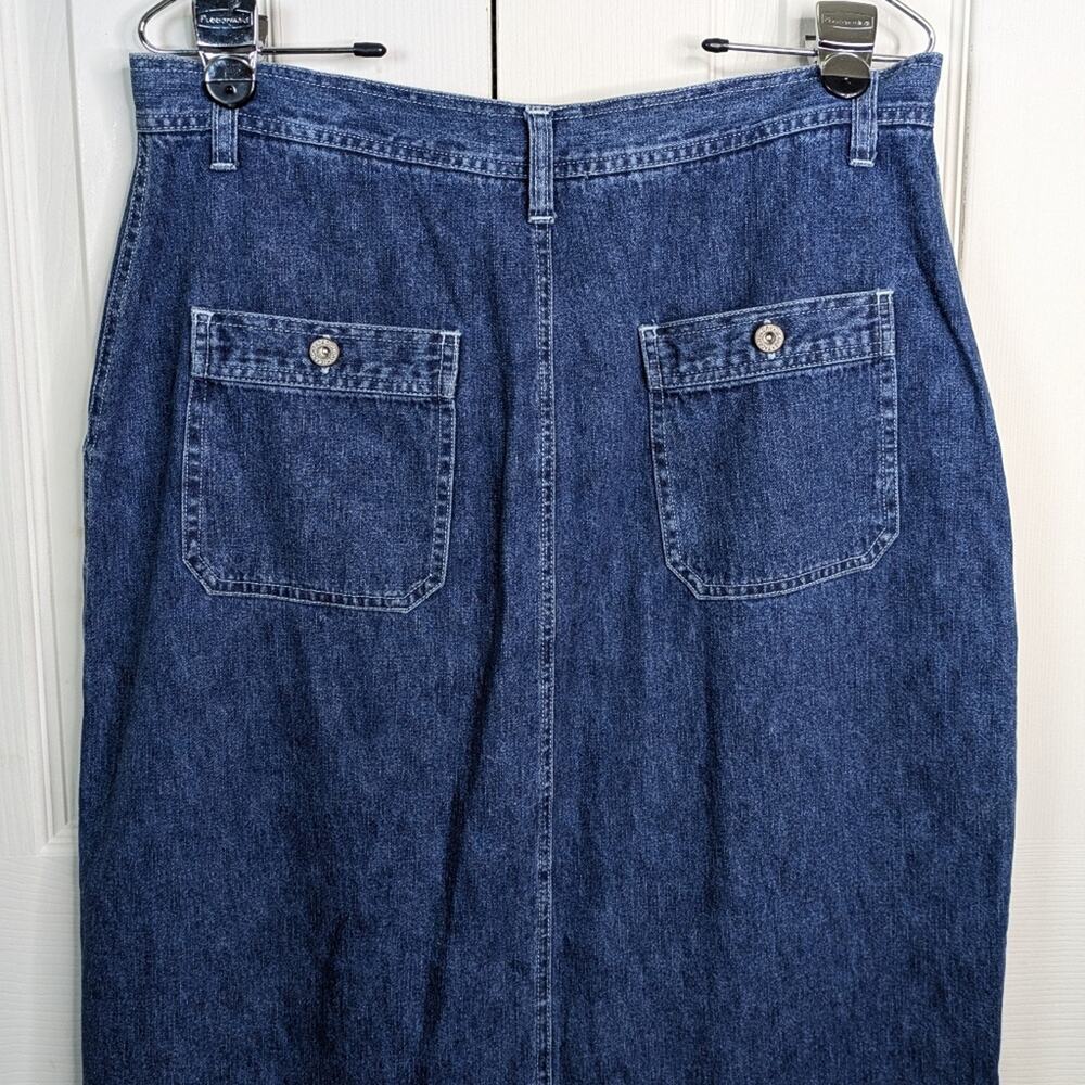 Vintage Denim Midi Jean Skirt 12 Modest Y2K Cottagecore Western Long Prairie - Picture 9 of 13